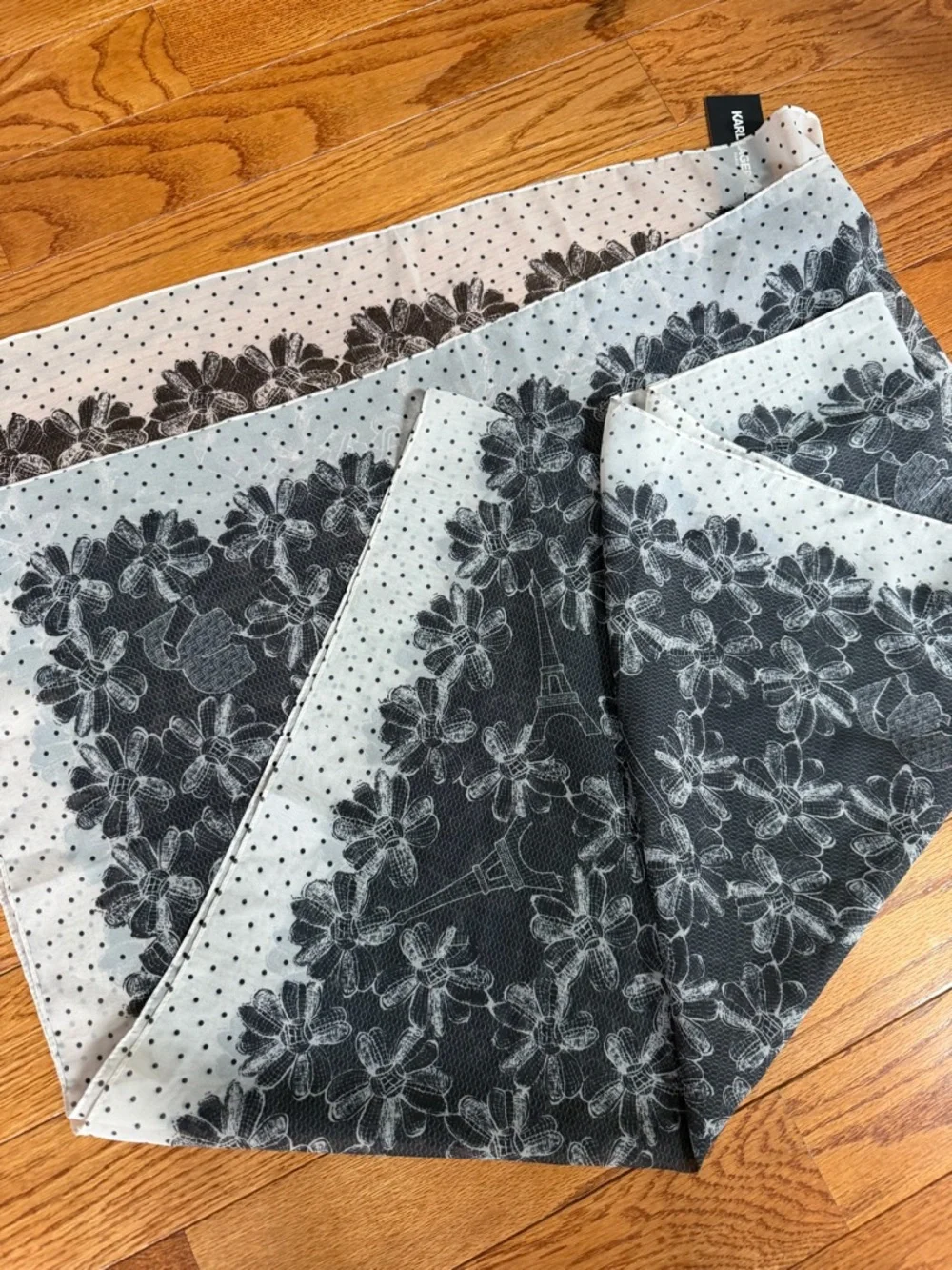 Karl Lagerfeld Black & Cream Floral and‎ Eiffel Tower Scarf